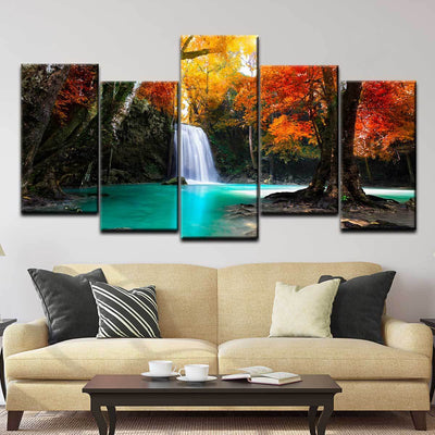 Autumn Forest Waterfall - Amazing Canvas Prints