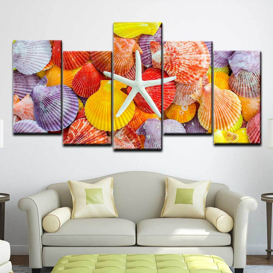 Colorful Scallop Seashells and Starfish - Amazing Canvas Prints