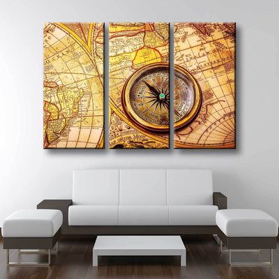 Compass On Old World Map - Amazing Canvas Prints