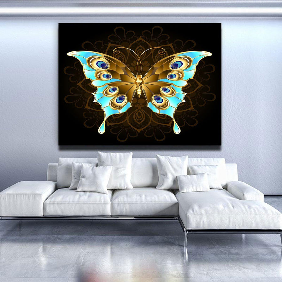 Gold And Blue Butterfly - Amazing Canvas Prints