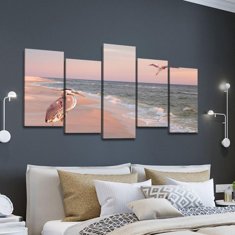 Great Blue Herons on the Beach - Amazing Canvas Prints