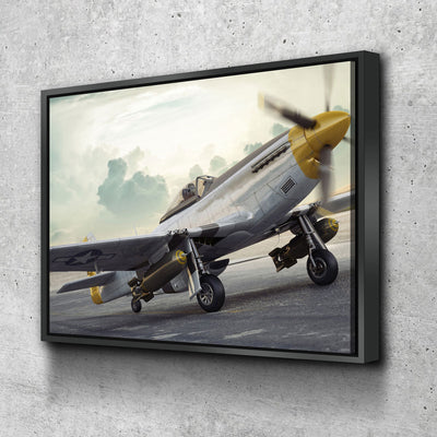 P51 Mustang On Runway - Amazing Canvas Prints