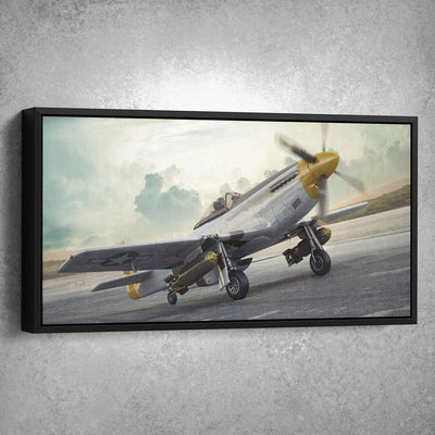 P51 Mustang On Runway - Amazing Canvas Prints