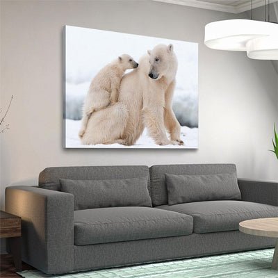 Polar Bear With Cub - Amazing Canvas Prints