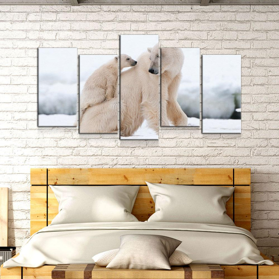 Polar Bear With Cub - Amazing Canvas Prints