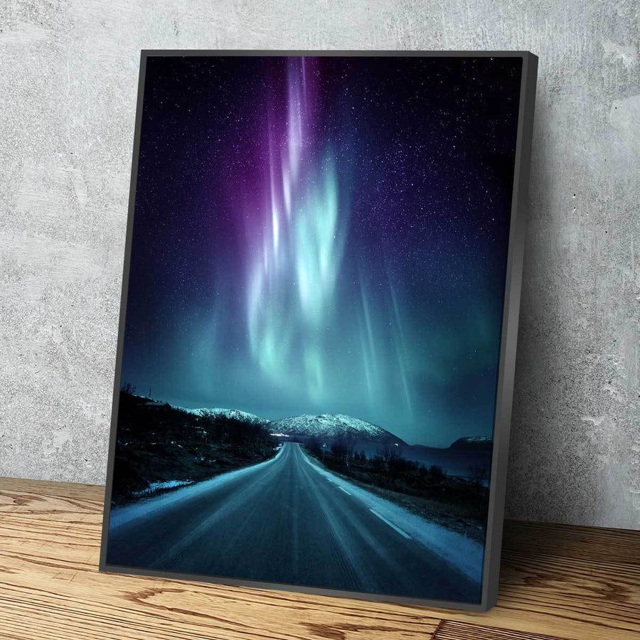 Quite Norway Road Aurora - Amazing Canvas Prints