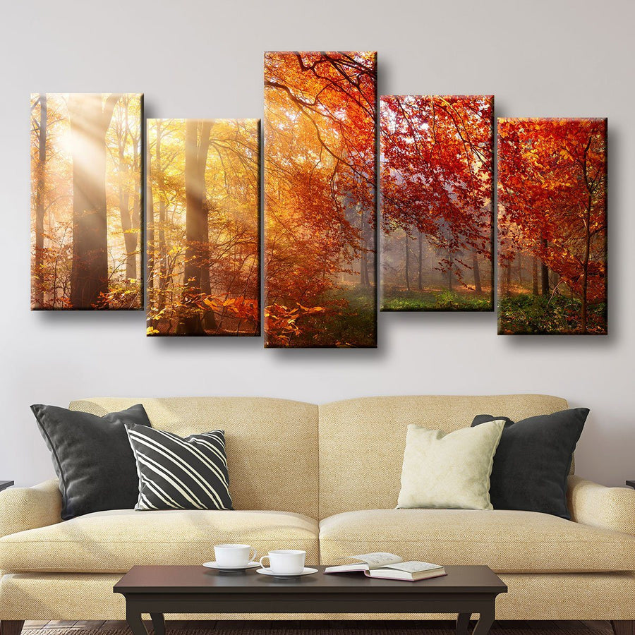 Autumn Forest Sun Rays - Amazing Canvas Prints