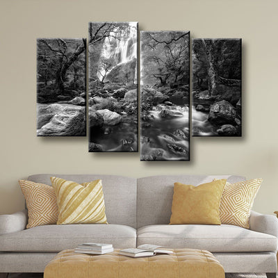 Autumn Waterfalls Black And White - Amazing Canvas Prints