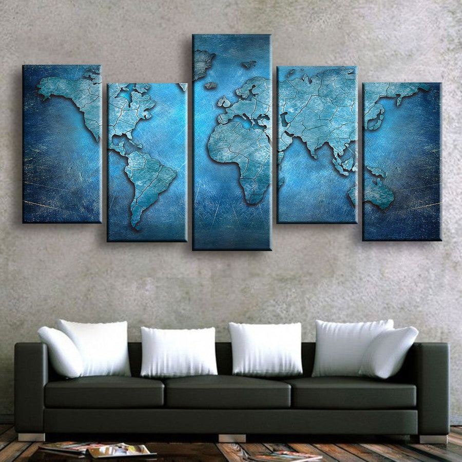 Blue Abstract World Map - Amazing Canvas Prints