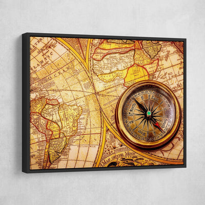 Compass On Old World Map - Amazing Canvas Prints