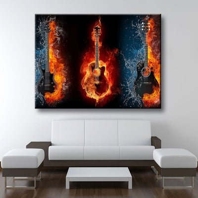 Fire And Water Guitars - Amazing Canvas Prints