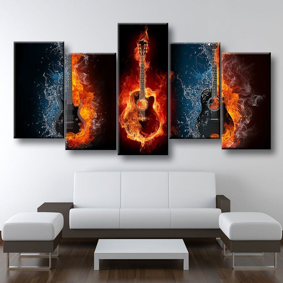 Fire And Water Guitars - Amazing Canvas Prints