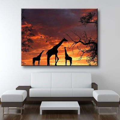 Giraffes At Sunset - Amazing Canvas Prints