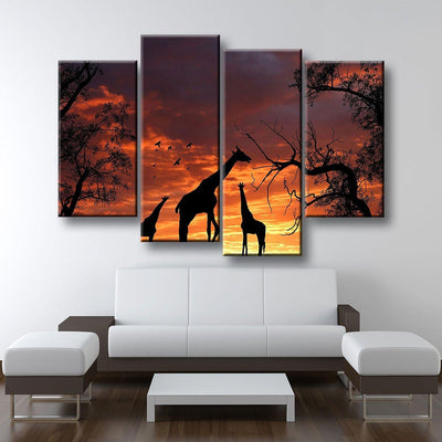 Giraffes At Sunset - Amazing Canvas Prints