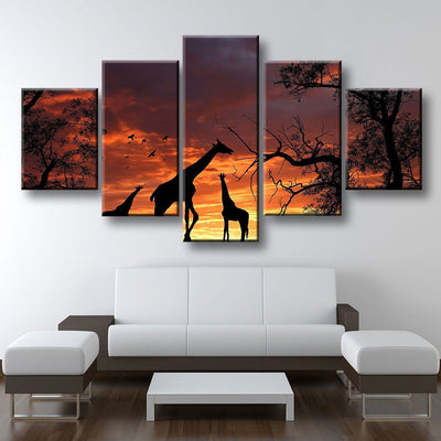 Giraffes At Sunset - Amazing Canvas Prints