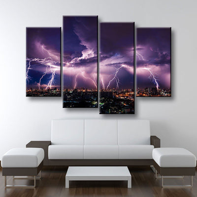 Lightning Over City - Amazing Canvas Prints