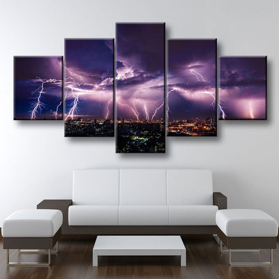 Lightning Over City - Amazing Canvas Prints