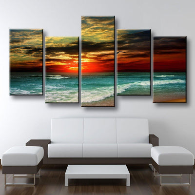 Red Tropical Paradise Sunset - Amazing Canvas Prints