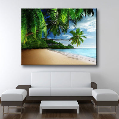 Tropical Beach And Palm Trees Canvas Print - Amazing Canvas Prints