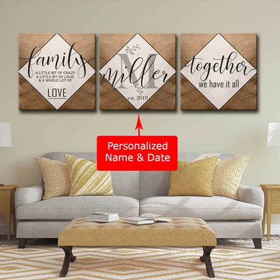Personalized Family 3pc Canvas Set V3 - Amazing Canvas Prints